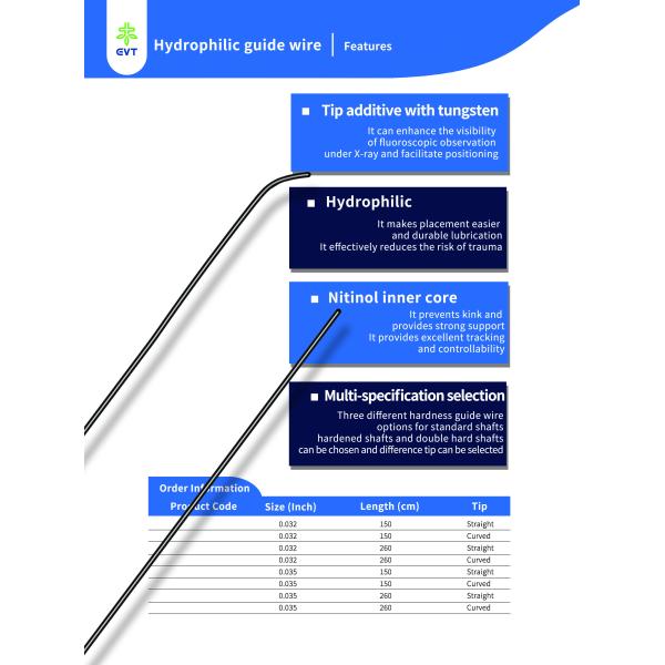 Quality High Precision Hydrophilic Guide Wire Hydrophilic Coated Wire With Radiopaque Dual Tip for sale
