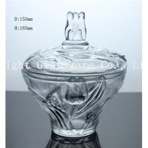 Buy cheap luxury design glass fruit plate, glass candy container with lid from wholesalers
