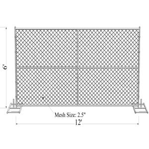 Buy cheap 6'X12' chain link fence panels 1⅜"(35mm) outer tube 1.2 oz/ft2/366 g/m2 hot dipped galvanized mesh aperture ) 2½"/63mm from wholesalers