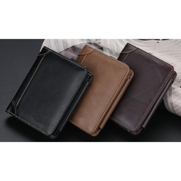 Trifold PU Leather Men's Purse Series Men's Wallets with Zipper Buckle and Coin Pocket