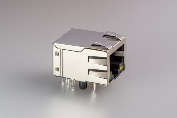 Quality Vertical Female Jack RJ45 With Transformer , 8 Pin Shielded RJ45 Connector Single Port for sale
