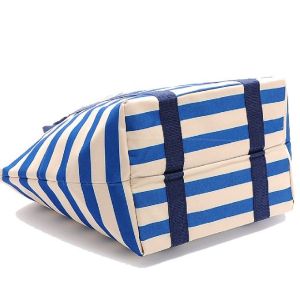 Buy cheap OEM Canvas Water Resistant Lunch Cooler Bags Blue And White Stripes Color from wholesalers