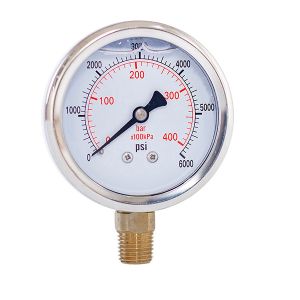 Buy cheap 1/4'' BSPT Connection 2.5in Glycerine Pressure Gauges 6000 Psi 63mm from wholesalers