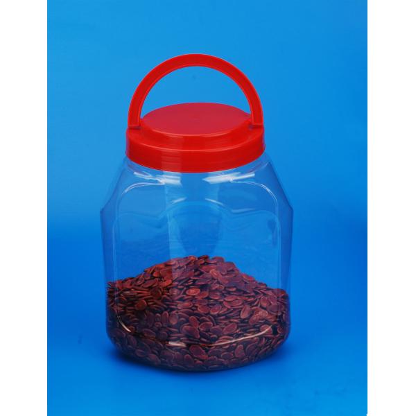 Quality Colorful Cover Transparent Plastic Jar , Large Capacity Food Storage Can for sale