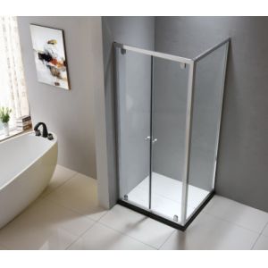 Buy cheap Square chrome silver aluminium shower enclosure 800*800 with two pivot doors and one fixed panel from wholesalers