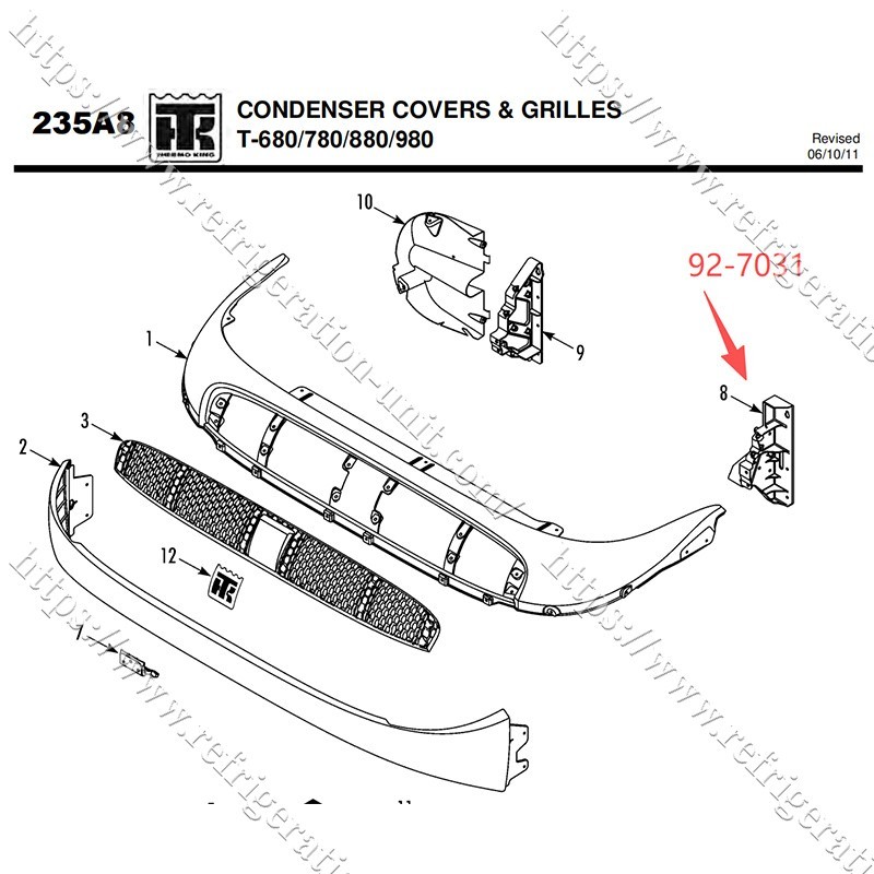 Buy cheap 927031/92-7031 THERMO KING shell bracket available for the T-600M T-800M T-1000M T-680Pro T-880Pro T-1080Pro from wholesalers