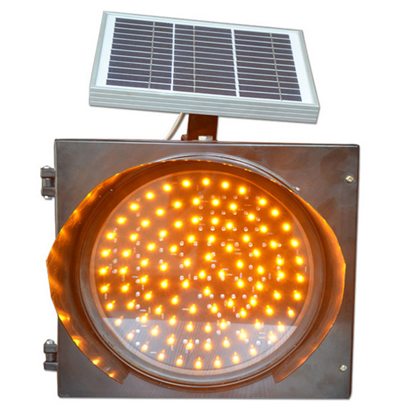 Quality 300mm LED 8W Solar Traffic Signal Yellow Blinker Light for sale