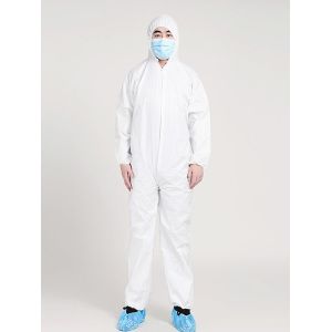 Buy cheap Water-proof&Breathable Tyvek Coverall, disposable SMS/PP white coverall with elastics on the waist and ankle from wholesalers