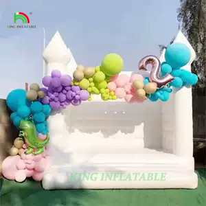 Custom Wedding Party Inflatable Bouncer White Bouncy House Jumping Castle