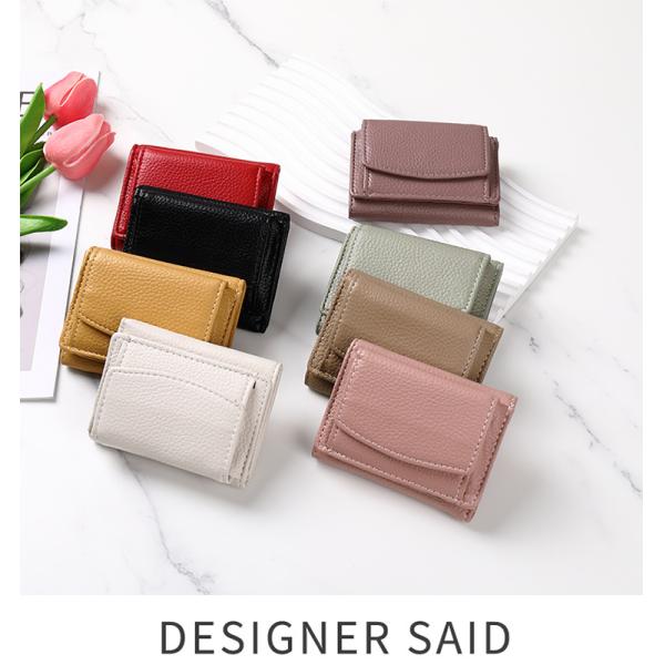 Mini Card Holder Litchi Pattern PU Leather Wallet Female Three Fold Wallet with Coin Purse