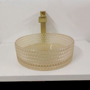 Buy cheap Champagne Glass Vanity Sink Bowl Cylinder Bathroom Crystal Diamond Art product