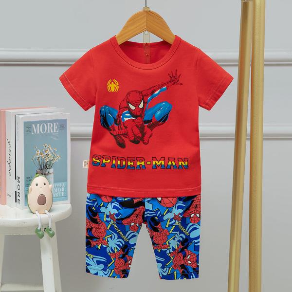 Buy cheap Boys And Girls Korean Shorts Air Conditioned Suits With Cartoon Spider Man from wholesalers