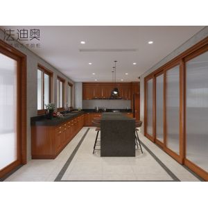 Buy cheap New Chinese Style Wood Grain Kitchen Cabinet With Floor-Standing Island from wholesalers