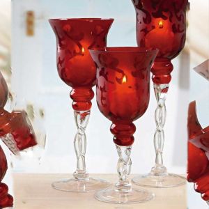 Buy cheap Tulip Shape Long Stem Candle Holders With Engrave Pattern product