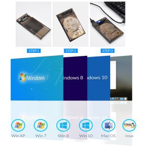 USB3.0 Port Hard Drive Enclosure 2.5 inch HDD SSD Portable Case Transparent