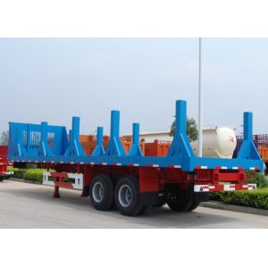 Buy cheap 60T Payload 30ft Steel Roll Pillars 3 Drum Axle Heavy Semi Flatbed Truck Trailer from wholesalers