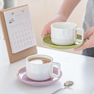 Buy cheap Stylish Ceramic Tea Cup And Saucer Set In Custom Solid Colors For Business Gifts from wholesalers