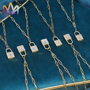 Buy cheap Unisex 50cm Chain Brass SS Initial Lock Necklace from wholesalers