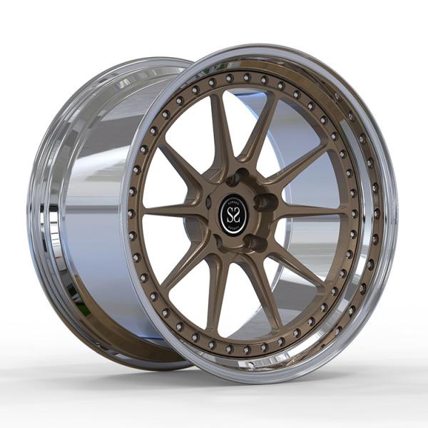 Quality NISSAN 370Z Nismo V1 2014 2 Piece Forged Wheels Custom Polished Lip and Satin Bronze Disc for sale