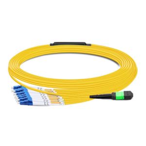 Buy cheap 5m (16ft) MTP Female to 6 LC UPC Duplex OS2 9/125 Single Mode Fiber Breakout Cable, 12 Fibers, Type B, Elite, LSZH, Yellow product