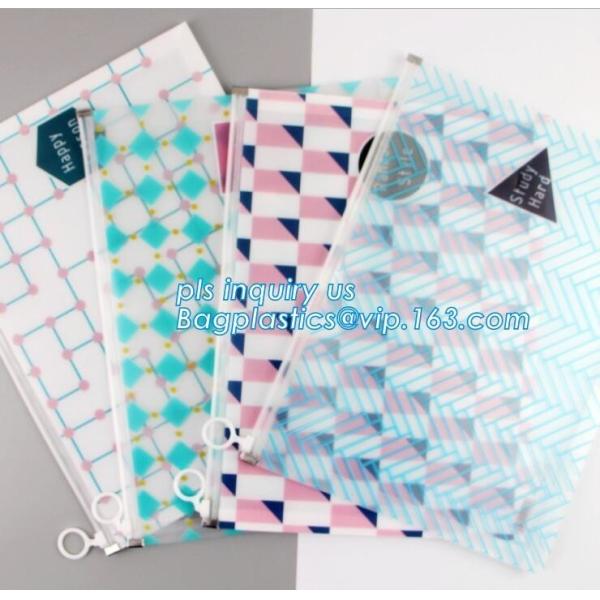 Quality Promotional stationery set PVC bag pencil set, zipper office stationery pouch with rope slider, Office stationery waterp for sale