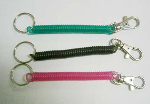 Quality Green Pink Black Popular Colors Plastic Spring Coil Tether Key Chains Cheap Price for sale