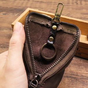 Vintage Cowhide Leather Keychain Coin Purse for Women Men Advantage-Low MOQ Mix