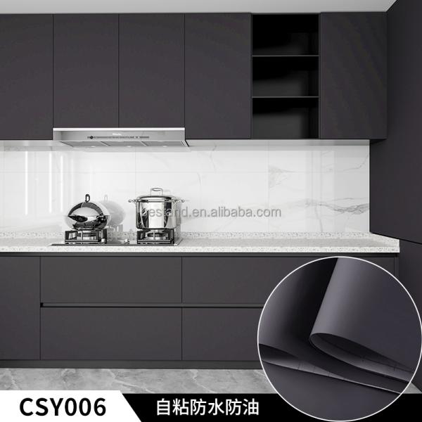 Glossy Self-Adhesive Peel and Stick Wallpaper in Plain Color for Kitchen Cabinet Decor
