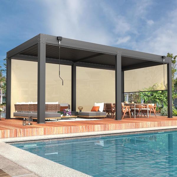 Smart Home Integration Alexa / Google Connectivity Metal Gazebo With Retractable