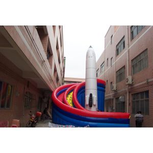 Rotating Inflatable Water Slide With Rocket Outdoor Moonwalk Waterslide Sliding