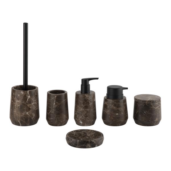 Quality Raindrop Shape Dark Emperoda Marble Soap Dispenser Bathroom Accessories Set for sale