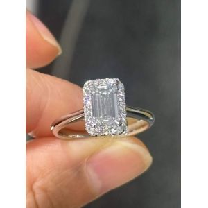 Buy cheap Platinum Engagement Ring Emerald Cut Lab Grown Diamond Rings 1ct Comes With IGI Certification from wholesalers