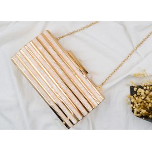 Buy cheap Hardware Box Rose Gold Clutch Bag , Glitter Champagne Color Evening Clutch Purse from wholesalers