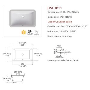 Buy cheap Rectangular Undermount Design Commercial Hand Wash Basin Scratch-Resistant from wholesalers