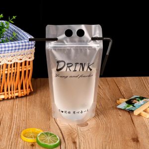 Custom clear transparent reusable and disposable plastic stand up drinking fruit