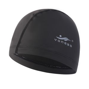 Buy cheap Adult swimming hats new fabric waterproof PU elastic hats ear protect Long Hair men and women sports swimming pool hat h from wholesalers