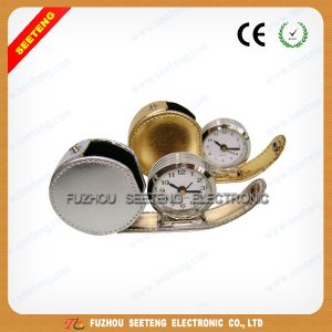 Buy cheap Fashion desktop decarational leather travel alarm Clock with printing images from wholesalers