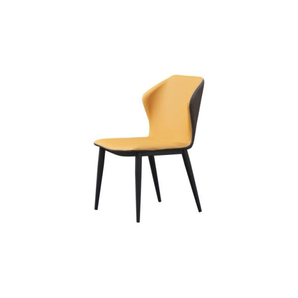 Metal Dining Chairs With Upholstered Seats , Modern Leather Metal Dining Chair