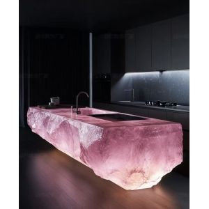 Elegant Modern Design Reception Desk Luxurious Stone-Finished Hotel Lobby Front