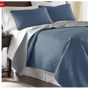 Buy cheap Hypoallergenic Ultrasonic Microfiber Bedspread Sets Modern Color Blue Bedspread from wholesalers
