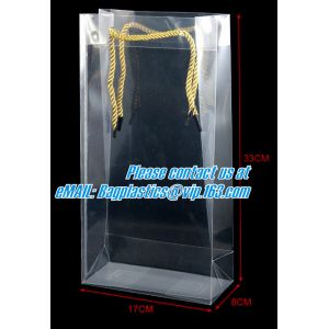 Buy cheap Handle Wine Bottle Paper Bags With Two Side Logo,transparent wine gift pp bag, plastic bag with handles bagplastics pac from wholesalers