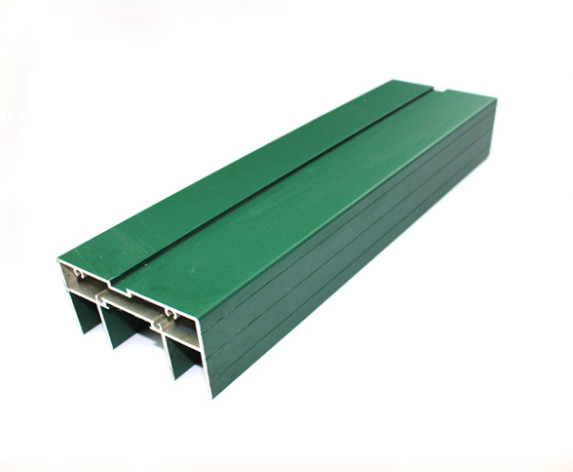 Green Rectangle Powder Coated Aluminum Profiles Customized For Construction ,