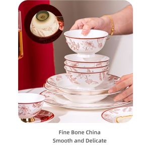 2 Person Decoration Ceramic Tableware Set With Under Glazed Technique