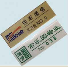 Pad Printing Epoxy Coating Engraved Name Plates with safty pin