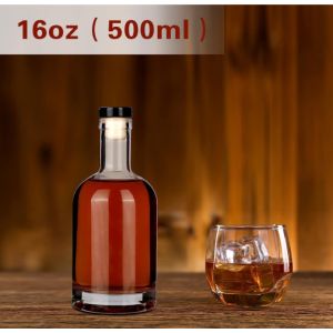 Rubber Stopper Sealing Type Customized Clear Glass Bottle for 500ml 700ml