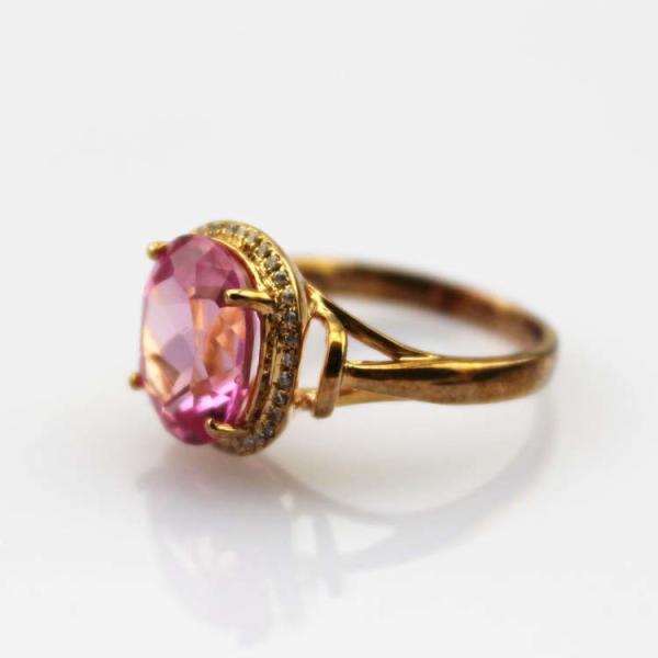 Quality Rose Gold Plated Sterling Silver Ring with 8mmx10mm Pink Cubic Zircon(R280) for sale