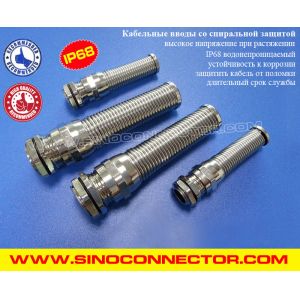 Spiral Cable Glands, IP68, Brass Copper, PG7~PG21 & M12~M30, Protection Anti