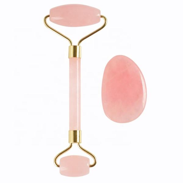 Quality 100% Natural Rose Jade Roller And Gua Sha for sale