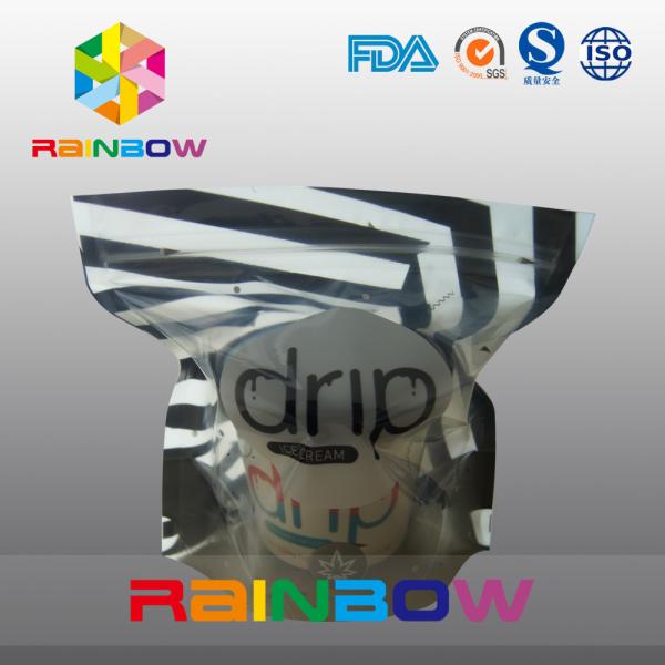 Buy cheap Stand Up Glossy Ice Cream Plastic Pouches Packaging With Clear Window And Zipper from wholesalers