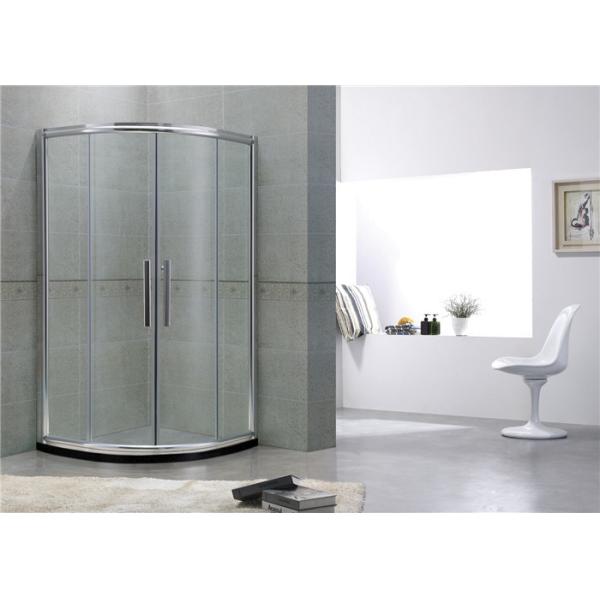 Bright Silver Curve Shower Partitions Aluminum Alloy Two sliding Clear Tempered